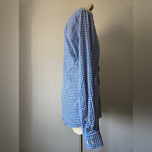 ETON Blue and White Checkered Slim Fit Men's Button Up Shirt. Size 43/17 - Picture 5 of 10